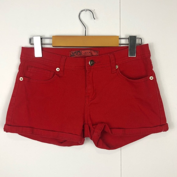 U-51 Red Denim Shorts Sz 3/4 - Picture 1 of 4
